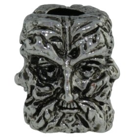 Green Man Bead in Antique Rhodium Finish by Schmuckatelli Co.