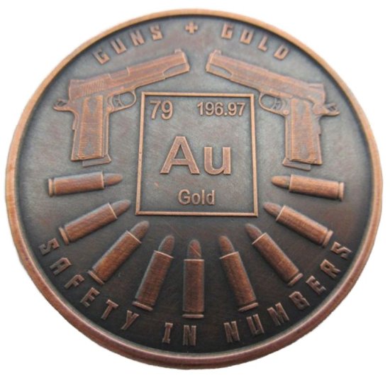 (image for) Guns And Gold 1 oz .999 Pure Copper Round (Black Patina)