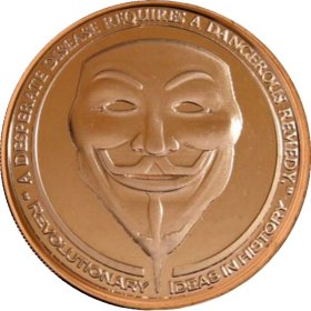 Guy Fawkes Mask 1 oz .999 Pure Copper Round (2nd Design of the ApocalypZe Series)