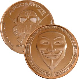 Guy Fawkes Mask 1 oz .999 Pure Copper Round (2nd Design of the ApocalypZe Series)