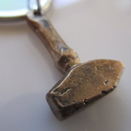 (image for) Hand Forged Brass Hammer Key Ring By Dragons Breath Forge