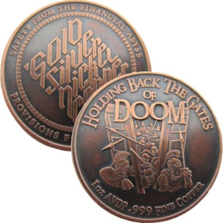 (image for) Holding Back The Gates Of Doom 1 oz .999 Pure Copper Round (Black Patina)