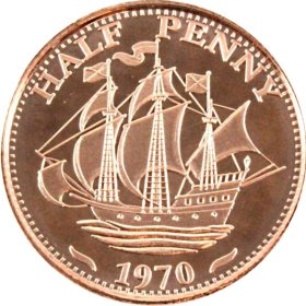 Half Penny 1970 1 oz .999 Pure Copper Round