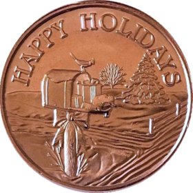 Happy Holidays Mailbox (Sunshine Mint) 1 oz .999 Pure Copper Rounds