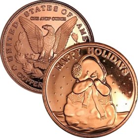 (image for) Happy Holidays Snowman (Sunshine Mint) 1 oz .999 Pure Copper Rounds