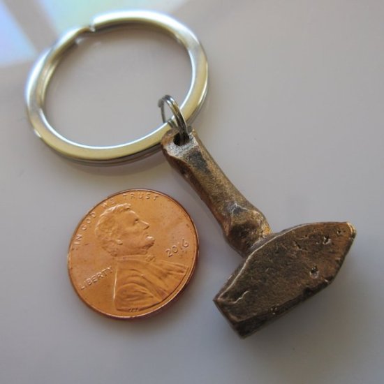 (image for) Hand Forged Brass Hammer Key Ring By Dragons Breath Forge