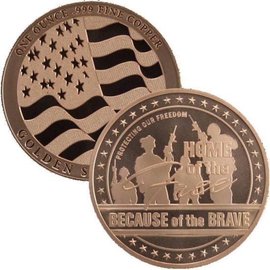 (image for) Home Of The Free 1 oz .999 Pure Copper Round (Golden State Mint)