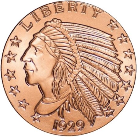 (image for) Incuse Indian 1 oz .999 Pure Copper Round (Golden State Mint)