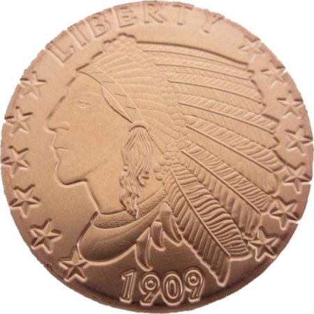 (image for) Incuse Indian 1 oz .999 Pure Copper Round (Presston Mint)