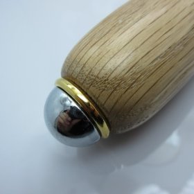 Hand Turned Ice Cream Scoop #02 in (Red Oak) Chrome/24kt Gold