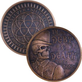 In Debt & Death #23 (2017 Silver Shield Mini Mintage) 1 oz .999 Pure Copper Round (Black Patina)