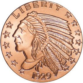 Incuse Indian 1 oz .999 Pure Copper Round (Golden State Mint)