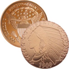 Incuse Indian 1 oz .999 Pure Copper Round (Presston Mint)