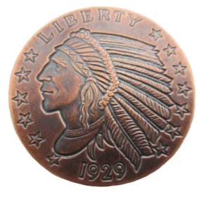 Incuse Indian 1 oz .999 Pure Copper Round (Black Patina) (Golden State Mint)