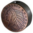 (image for) Incuse Indian Design In Copper (Black Patina) Stainless Steel Core Lanyard Bead By Barter Wear 