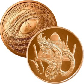 The Indian Dragon #5 (World Of Dragons Series) 1 oz .999 Pure Copper Round 