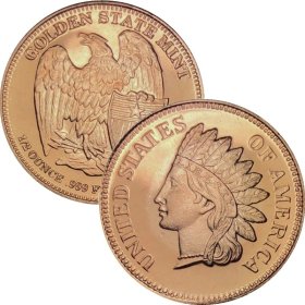 Indian Head Design 1/2 oz .999 Pure Copper Round