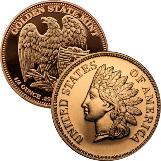 (image for) Indian Head Design 1/4 oz .999 Pure Copper Round