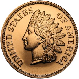 Indian Head Cent Design 1 oz .999 Pure Copper Round (Golden State Mint)