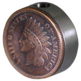 Indian Head Penny Design In Copper (Black Patina) Stainless Steel Core Lanyard Bead By Barter Wear