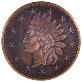 Indian Head Penny 1 oz .999 Pure Copper Round (Presston Mint) (Black Patina)