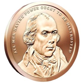 James Madison #42 (2017 Silver Shield Mini Mintage) 1 oz .999 Pure Copper Round