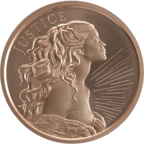 Justice ~ 2018 Cardinal Virtue Series 1 oz .999 Pure Copper Round
