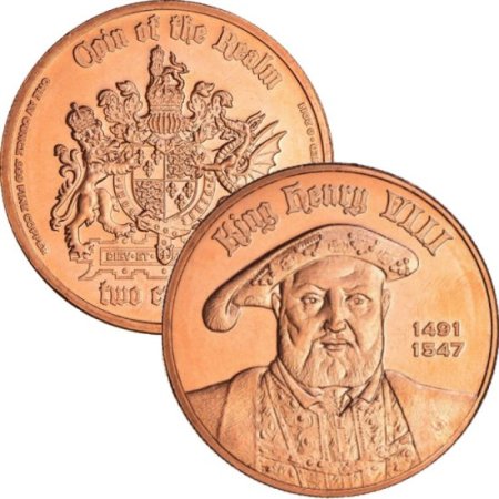 (image for) King Henry VIII 1/2 oz .999 Pure Copper Round