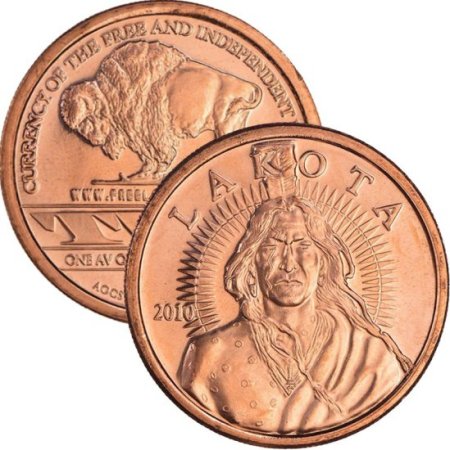 (image for) Lakota "Crazy Horse" (AOCS) (2010) 1 oz .999 Pure Copper Round