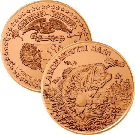 (image for) Largemouth Bass (American Wildlife Series) 1 oz .999 Pure Copper Round