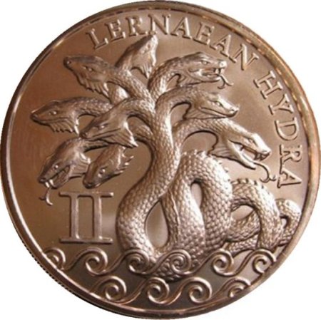 (image for) Lernaean Hydra 1 oz .999 Pure Copper Round (2nd Design of the 12 Labors of Hercules Series)