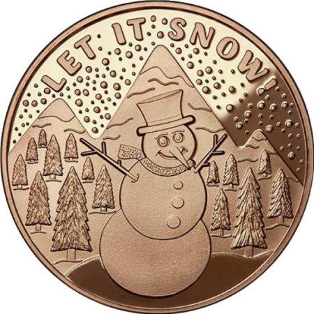 (image for) Let It Snow ~ Snowman (Snowflake Back Design Series) 1 oz .999 Pure Copper Round