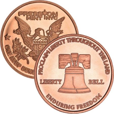 (image for) Liberty Bell (Enduring Freedom Series) 1 oz .999 Pure Copper Round (Presston Mint)