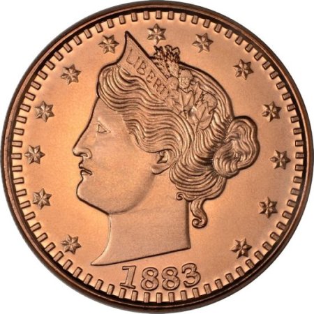 (image for) Liberty "V" 1883 Nickel Design 1 oz .999 Pure Copper Round