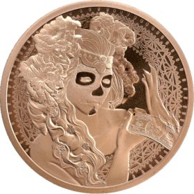 La Muerte Del Dolar #136 (2019 Silver Shield - Mini Mintage) 2 oz .999 Pure Copper Round