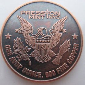 Land Of The Free (Enduring Freedom Series) 1 oz .999 Pure Copper Round (Presston Mint) (Black Patina)