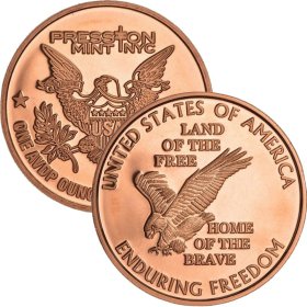Land Of The Free (Enduring Freedom Series) 1 oz .999 Pure Copper Round (Presston Mint)