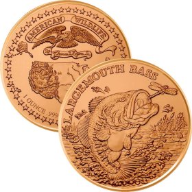 Largemouth Bass (American Wildlife Series) 1 oz .999 Pure Copper Round