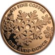 (image for) Let It Snow ~ Snowman (Snowflake Back Design Series) 1 oz .999 Pure Copper Round