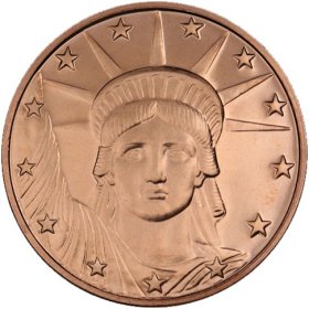 Liberty Head Design (Shield Back ~ 2011) 1 oz .999 Pure Copper Round