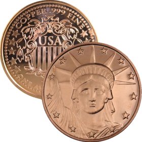 Liberty Head Design (Shield Back ~ 2011) 1 oz .999 Pure Copper Round