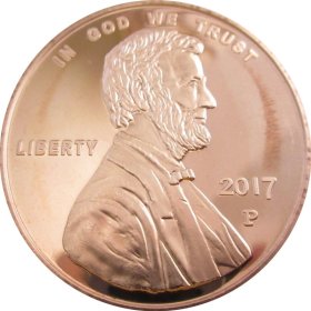Lincoln Cent 2017P Design (Private Mint) 1oz .999 1 oz .999 Pure Copper Round