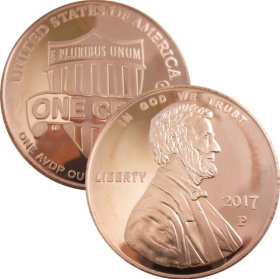 Lincoln Cent 2017P Design (Private Mint) 1oz .999 1 oz .999 Pure Copper Round