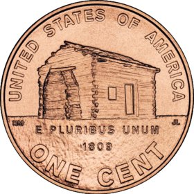 Lincoln Log Cabin 2009 Bicentennial 1 oz .999 Pure Copper Round