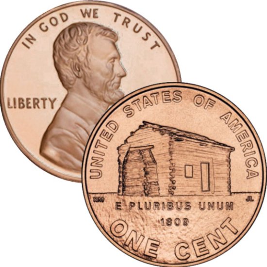 (image for) Lincoln Log Cabin 2009 Bicentennial 1 oz .999 Pure Copper Round