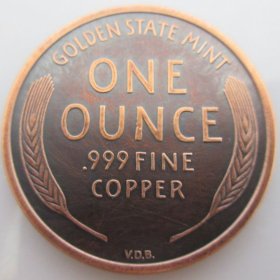 Lincoln Bust Cent Design 1 oz .999 Pure Copper Round (Golden State Mint) (Black Patina)