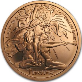 Listen To All - Follow None - Trivium 1 oz .999 Pure Copper Round (2015 Silver Shield)