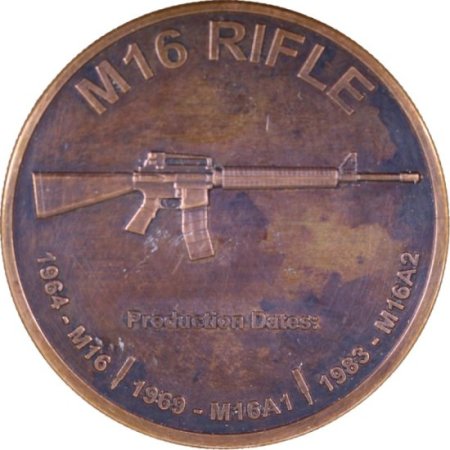 (image for) M-16 Rifle 1 oz .999 Pure Copper Round (Black Patina)