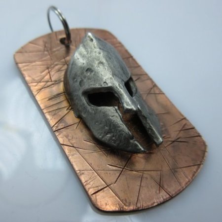 (image for) Spartan Helmet Dog Tag in Copper/Pewter by Marco Magallona