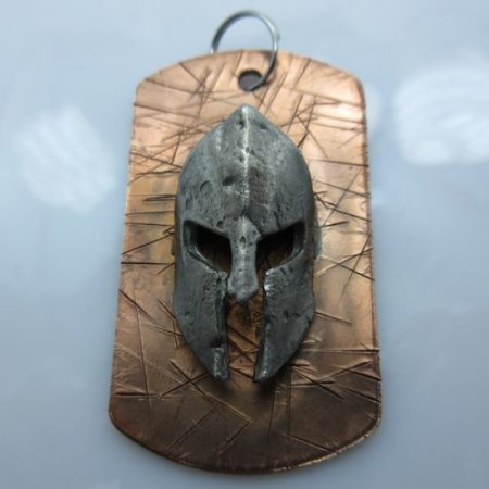 (image for) Spartan Helmet Dog Tag in Copper/Pewter by Marco Magallona